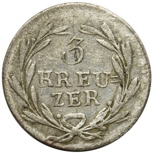 Niemcy, Badenia, Durlach, Karol Ludwik Fryderyk, 3 Krajcary 1818