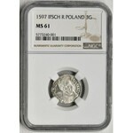 Zygmunt III Waza, Trojak Bydgoszcz 1597 - NGC MS61 - podwójne S