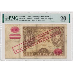100 złotych 1934(9) - przedruk okupacyjny - C.W - PMG 20