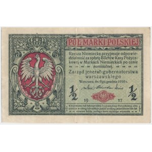 1/2 marki 1916 Jenerał - B - RZADKOŚĆ