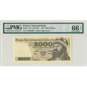 2.000 złotych 1977 - A - PMG 66 EPQ - rzadka i poszukiwana