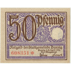 Gdańsk 50 fenigów 1919 - fioletowy