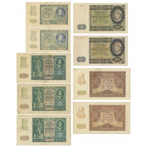 Zestaw, Banknoty okupacyjne z roku 1940 (9 szt.)