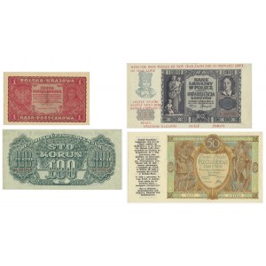 Zestaw, Banknoty z pieczątkami okolicznościowymi dla zagranicznych kolekcjonerów (4szt.)