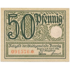Gdańsk 50 fenigów 1919 - druk zielony