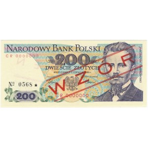 200 złotych 1986 WZÓR CR 0000000 No.0568