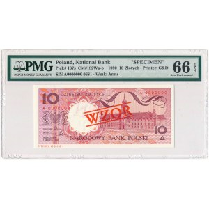 10 złotych 1990 WZÓR A 0000000 - PMG 66 EPQ