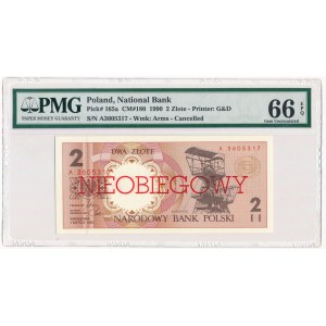 2 złote 1990 - A - NIEOBIEGOWY - PMG 66 EPQ