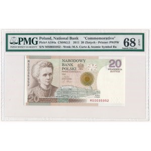 20 złotych 2011 - Maria Skłodowska Curie - PMG 68 EPQ