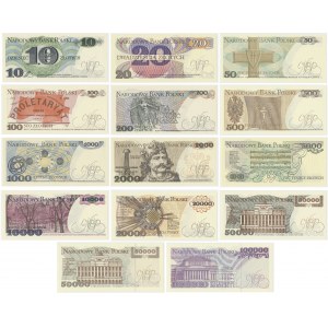 Zestaw banknotów PRL 1977 - 1993 (14 szt.)