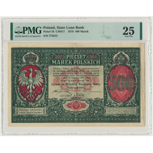 500 marek 1919 Dyrekcja - PMG 25 - bardzo ładny