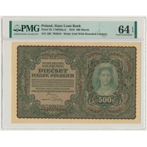 500 marek 1919 - I Serja BC - PMG 64 EPQ