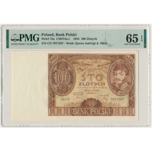 100 złotych 1934 - Ser.C.D. - PMG 65 EPQ