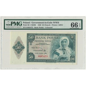 ABNCo, 50 złotych 1939 - H - PMG 66 EPQ