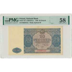 20 złotych 1946 - B - PMG 58 - NIEBIESKA - RZADKOŚĆ
