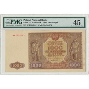 1.000 złotych 1946 - Wb z kropką - PMG 45 - RZADKI