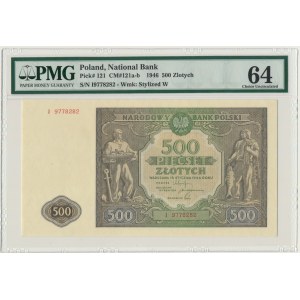 500 złotych 1946 - I - PMG 64 - rzadszy