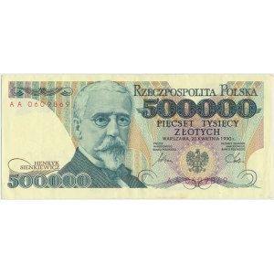 500.000 złotych 1990 - AA - rzadka i poszukiwana