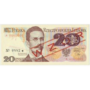 20 złotych 1982 WZÓR A 0000000 No.0882