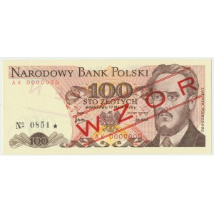 100 złotych 1976 WZÓR AK 0000000 No.0851