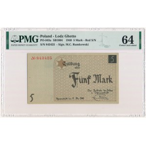 5 marks 1940 - numerator red - PMG 64