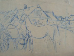 Juliusz Holzmüller (1876 - 1932), Koń przy wozie
