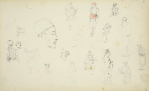 Stanisław Chlebowski (1835-1884), Szkice postaci w różnych pozach w strojach orientalnych i szkice głów