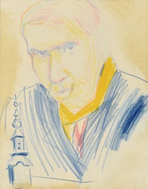 Stanisław Kamocki (1875-1944), Autoportret z wieżą wiejskiego kościółka