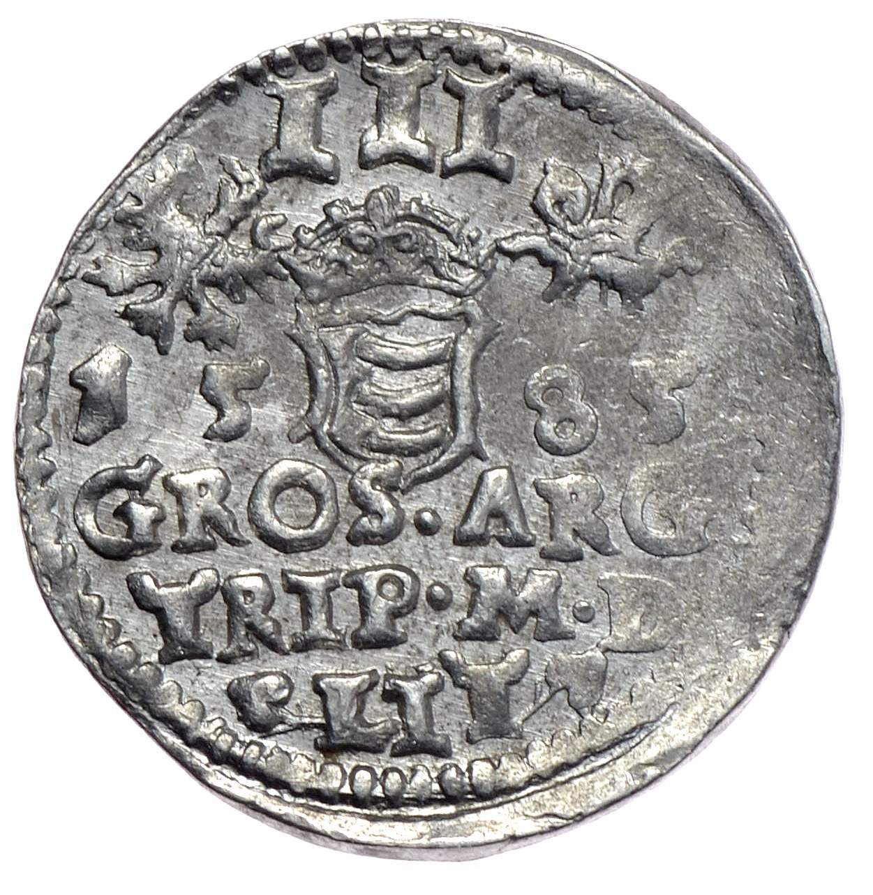 Jakie Trudności Miał Stefan Batory Ze Sprawowaniem Rządów W Rzeczypospolitej Stefan Batory, trojak 1585, Wilno, ze zniekształconym herbem Prus