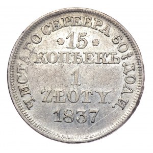Zabór rosyjski, Mikołaj I, 15 kopiejek 1 złoty 1837 MW, Warszawa