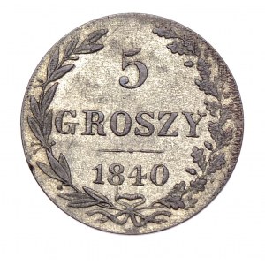 Zabór rosyjski, Mikołaj I, 5 groszy 1840 MW