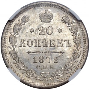 Rosja, Aleksander II, 20 kopiejek 1872 СПБ HI, Petersburg