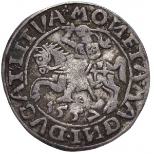 Zygmunt II August, półgrosz 1557, Wilno, LI/LITVA, odwrócone N na rewersie