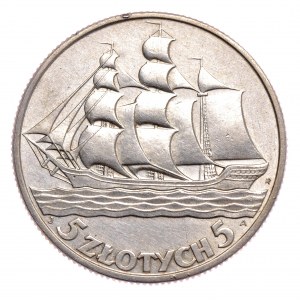 II Rzeczpospolita, 5 złotych 1936 żaglowiec