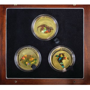 3 monety prezentujące faunę Pacyfiku