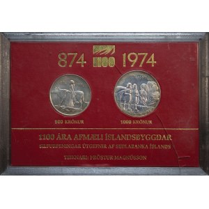 Zestaw monet upamiętniających 1100 lat osadnictwa na Islandii, Islandia, 1974