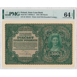500 marek 1919 - II Serja C - PMG 64 EPQ