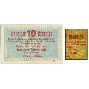 Danzig, 10 Pfennige 1923 October - watermark KOGA - RARE