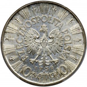 Pilsudski, 10 zloty 1939 - PCGS MS64