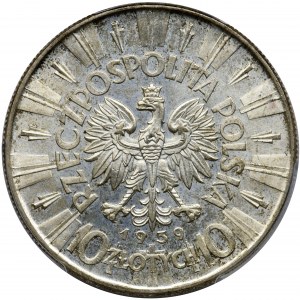 Piłsudski, 10 złotych 1939 - PCGS MS64