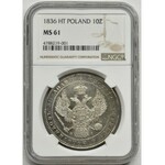 1 1/2 rubla = 10 złotych Petersburg 1836 НГ - NGC MS61 - PIĘKNA