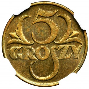 5 groszy 1923 Mosiądz - NGC MS66 - jak lustrzanka