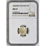 5 groszy Warszawa 1840 MW - NGC MS67 - OKAZOWY