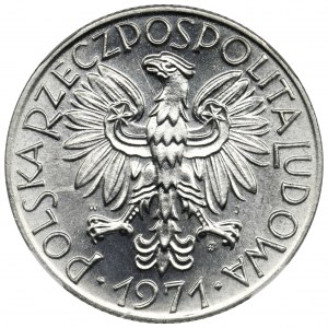 5 złotych 1971 Rybak - NGC MS67 - RZADSZY ROCZNIK