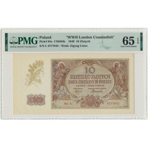 10 złotych 1940 - L - London Counterfeit - PMG 65 EPQ