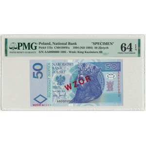 50 złotych 1994 WZÓR - AA 0000000 - Nr 1895 - PMG 64 EPQ