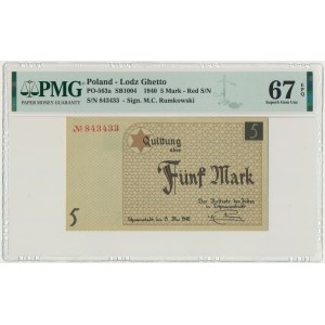 5 marek 1940 - numerator czerwony - PMG 67 EPQ