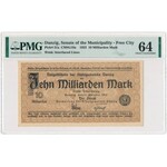 Danzig, 10 milliarden mark 1923 - PMG 64 - wmk. interlaced lines