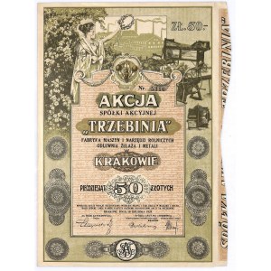 TRZEBINIA Fabryka Maszyn i Narzędzi Rolniczych Odlewnia Żelaza i Metali, 50 złotych 1924