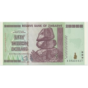 Zimbabwe, 50 trillion dollars 2008 - AA -